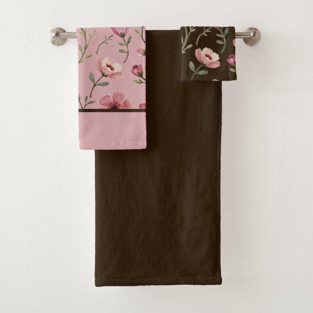 Rosy Pink Floral Bath Towel Set (Insitu)