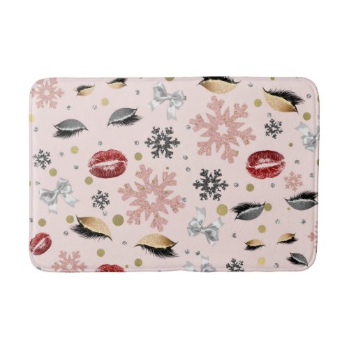 Rosy Pink Girly Beauty Makeup Holiday Christmas Bath Mat