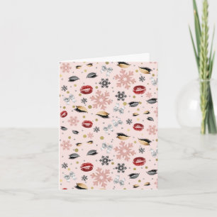 Rosy Pink Girly Beauty Makeup Holiday Christmas Letterpress Thank You Card