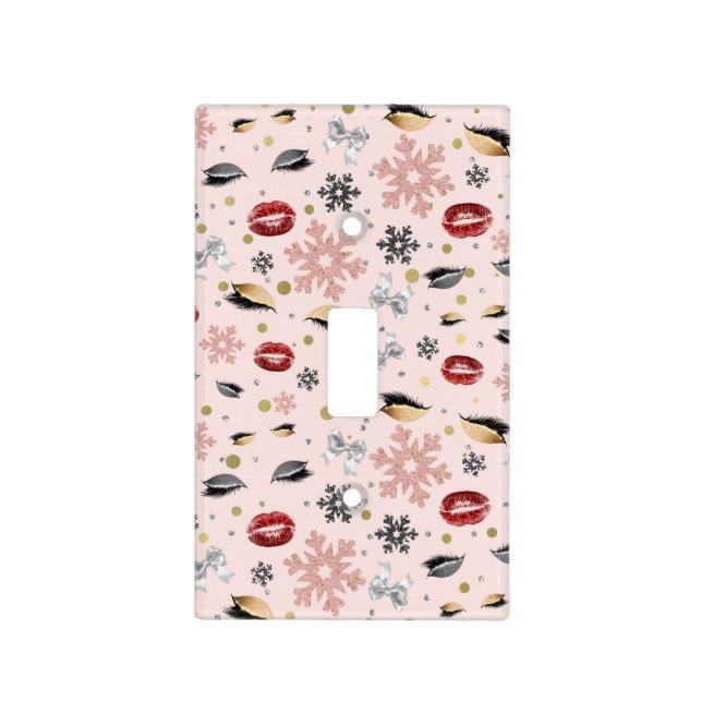 Rosy Pink Girly Beauty Makeup Holiday Christmas Light Switch Cover (Front)