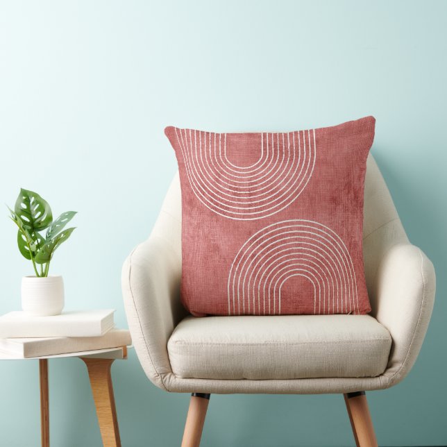 Rosy Pink Minimalist Throw Pillow (Chair)