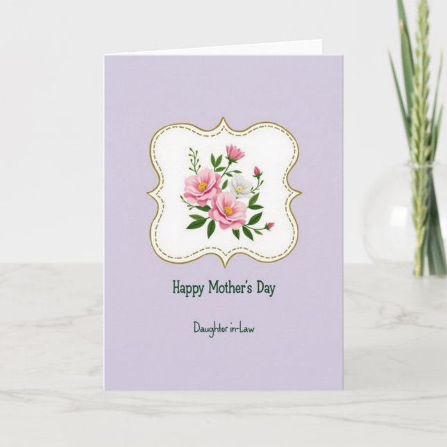 Rosy Pink Mothers Day Bouquet Card (Front)