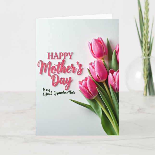 Rosy Pink Mothers Day Design Card (Front)