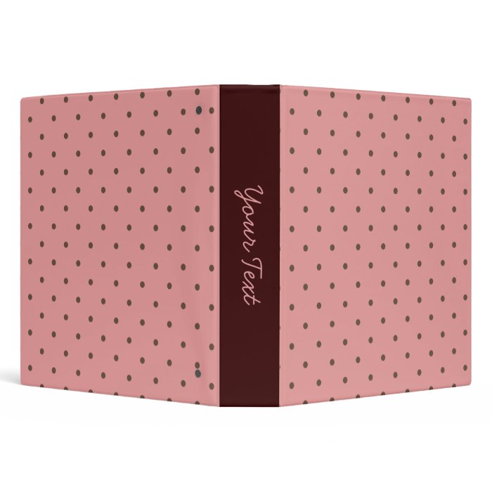 Rosy Pink With Brown Polka Dots 3 Ring Binders