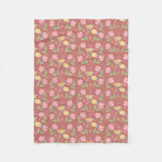 Rosy Posy Afternoon  Fleece Blanket (Front)