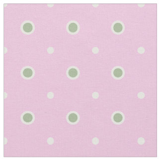 Rosy Posy Green and White Polka Dot on Pink Fabric