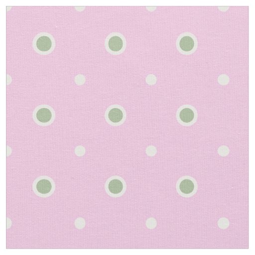 Rosy Posy Green and White Polka Dot on Pink Fabric