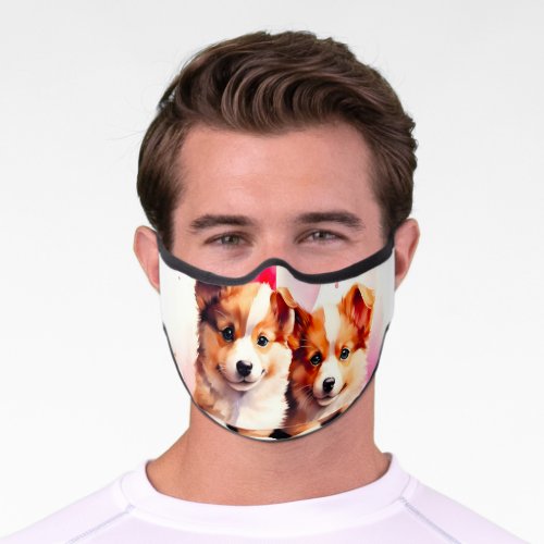 Rosy Puppy Love Watercolor Premium Face Mask