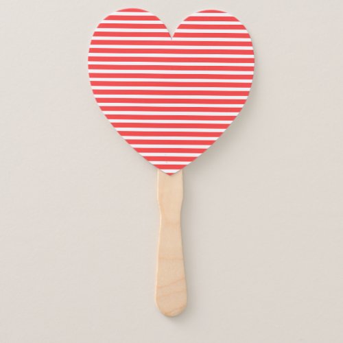 Rosy Red and White Simple Horizontal Striped Hand Fan