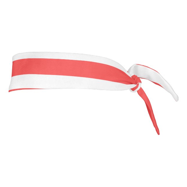 Rosy Red and White Simple Horizontal Striped Tie Headband (Rotate 90)