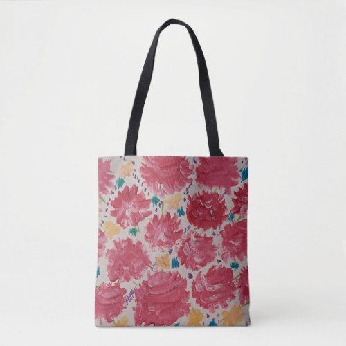 Rosy Red Carnations Floral Tote Bag