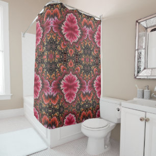 Rosy Red Velvet Soft Floral look Fractal Abstract Shower Curtain