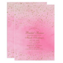 Rosy Rose Pink & Gold Glitter Bridal Shower Invitation