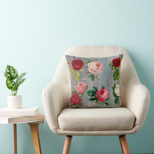 Rosy rustic throw pillow (Chair)