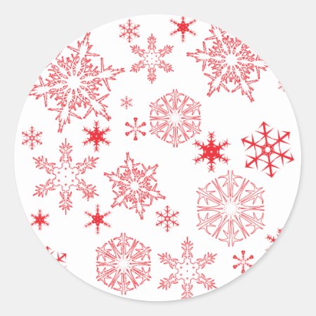 Rosy Snowflakes Classic Round Sticker