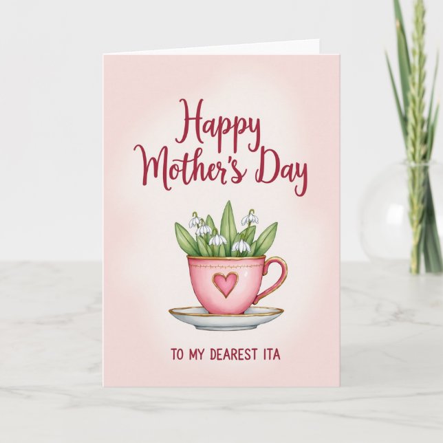 Rosy Teacup Mothers Day Card (Front)
