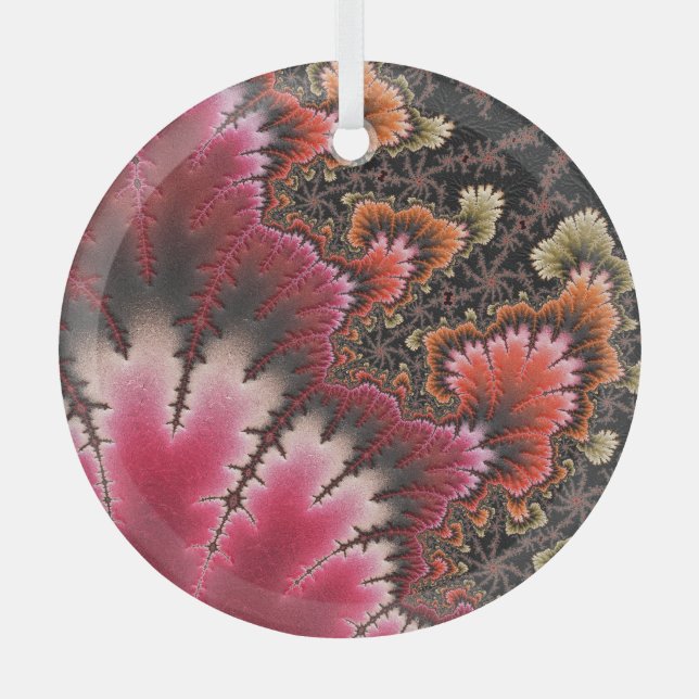 Rosy Velvety Soft Floral Look Fractal Abstract Art Glass Ornament (Front)