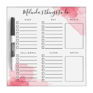 Rosy Watercolor Daily Organizer Dry Erase Board