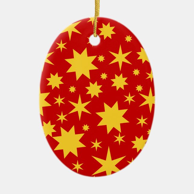 Rot und Gold Ceramic Ornament (Front)