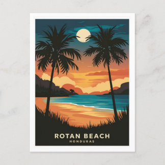 Rotan Beach Honduras Retro Travel Postcard