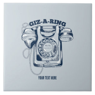 Rotary dial telephone Blue Ceramic Tile