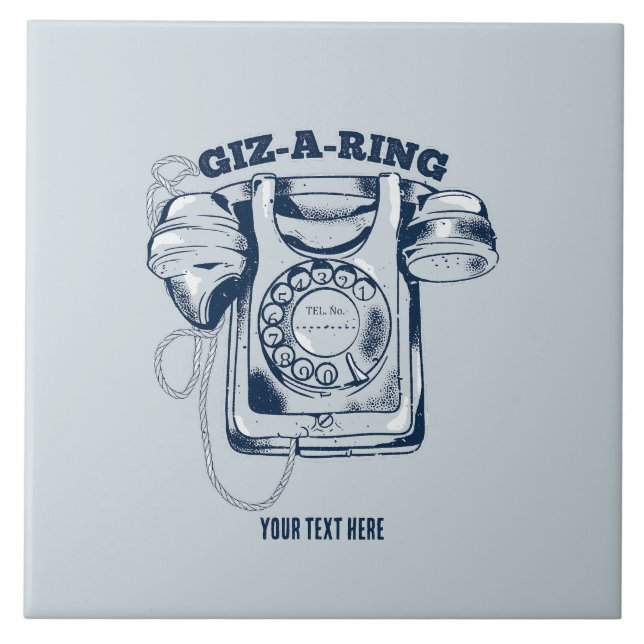 Rotary dial telephone Blue Ceramic Tile (Front)