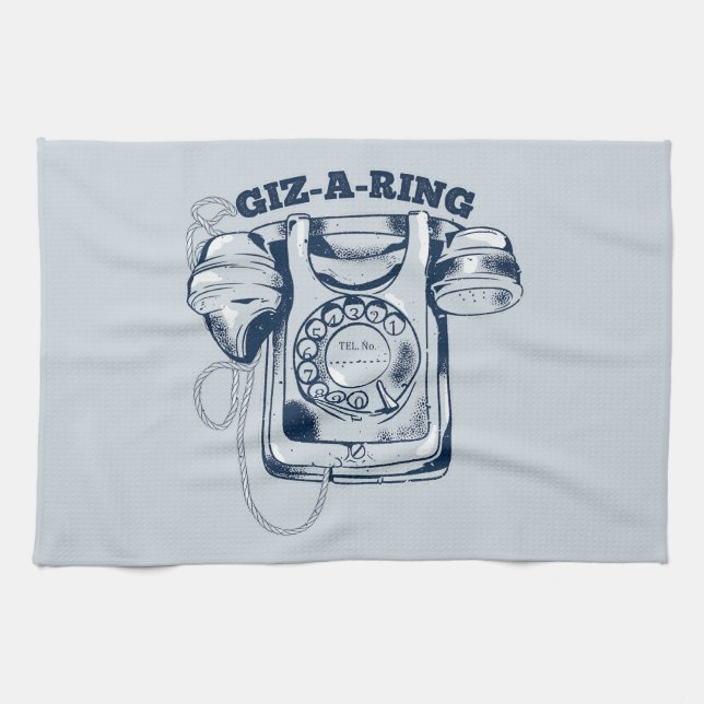 Rotary dial telephone Blue Kitchen Towel (Horizontal)