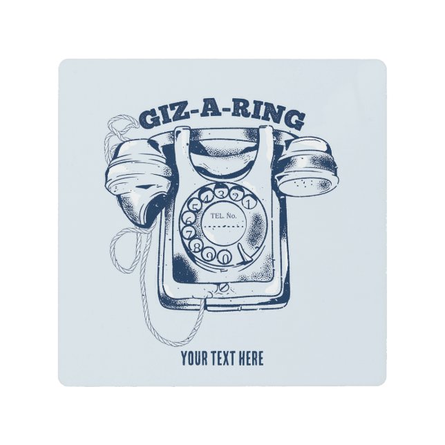 Rotary dial telephone Blue Metal Print (Front)