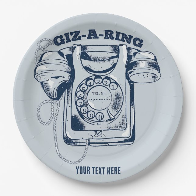 Rotary dial telephone Blue Paper Plates (Front)