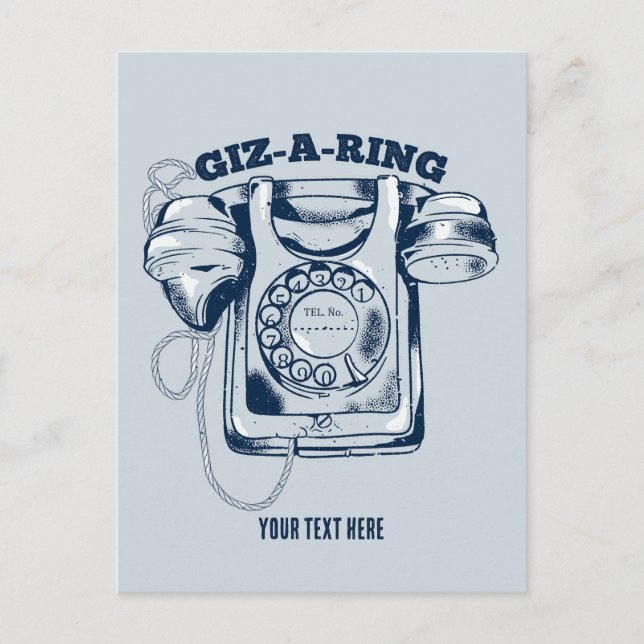 Rotary dial telephone Blue Postcard (Front)