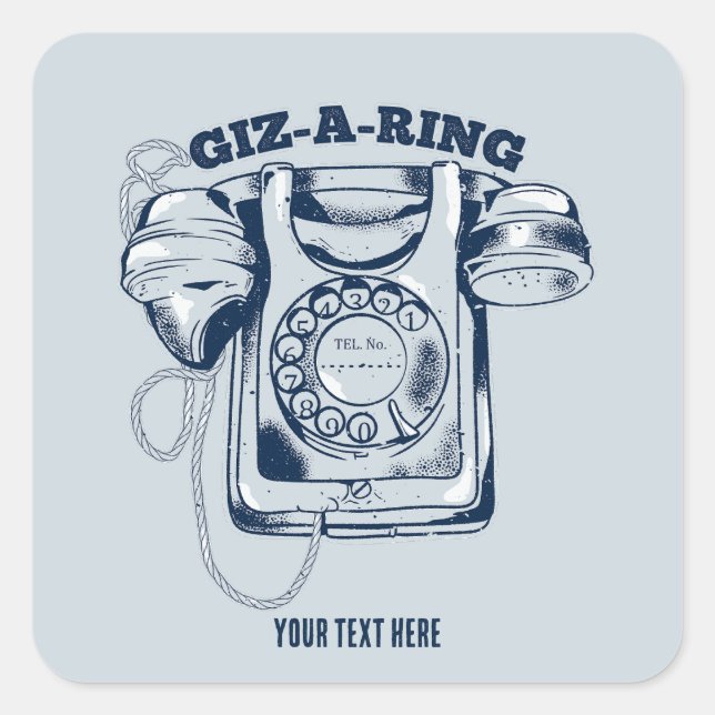 Rotary dial telephone Blue Square Sticker (Front)