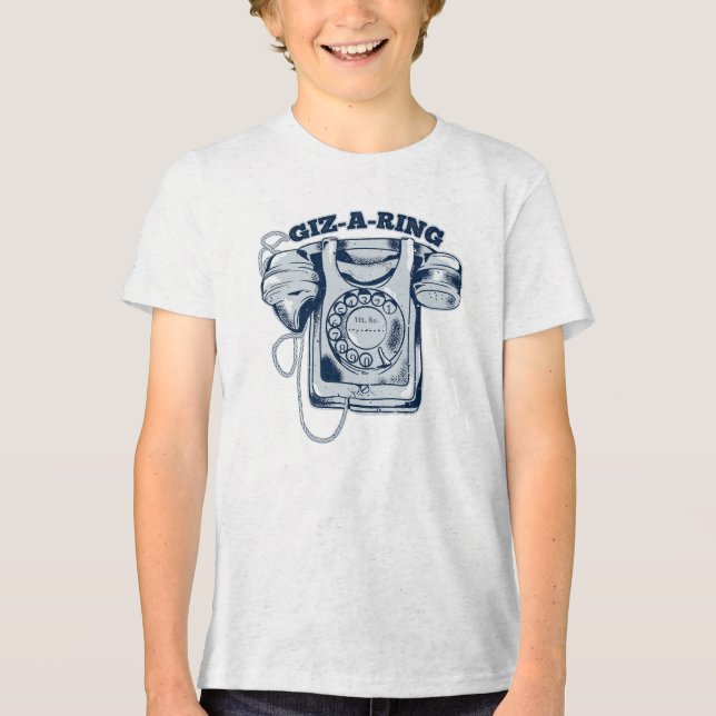 Rotary dial telephone Blue Tri-Blend Shirt (Front)