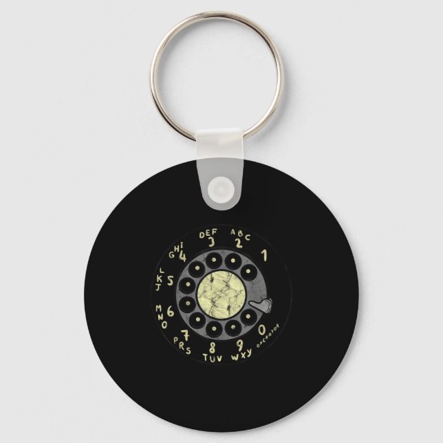 Rotary Dial Vintage Old Phones Numbers  Keychain (Front)