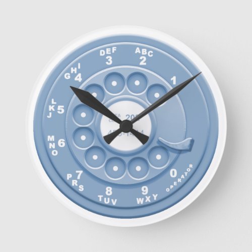 Rotary Faux _blu Round Clock