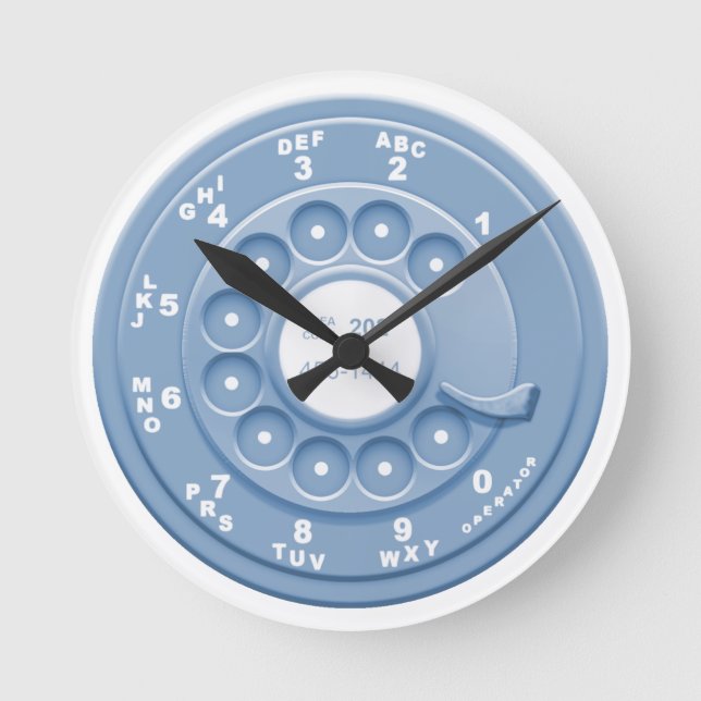 Rotary Faux -blu Round Clock (Front)