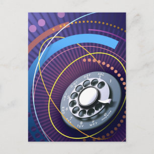 Rotary Phone Abstract Design Postcard