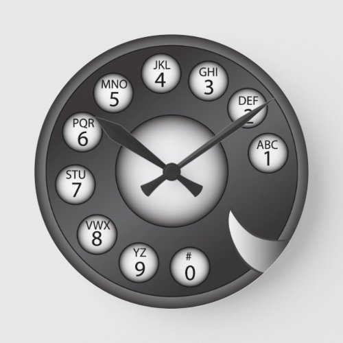 Rotary Phone Dial Black Round Clock