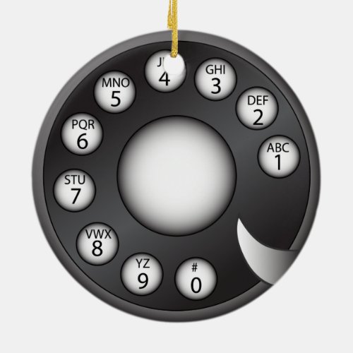 Rotary Phone Dial Ceramic Ornament