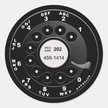 Rotary Phone Dial Classic Round Sticker by kbilltv at Zazzle