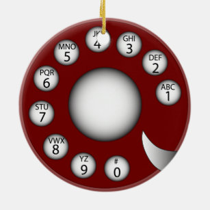 Rotary Phone Dial (Red) Ceramic Ornament