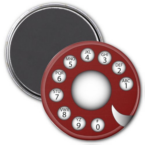 Rotary Phone Dial Red Magnet