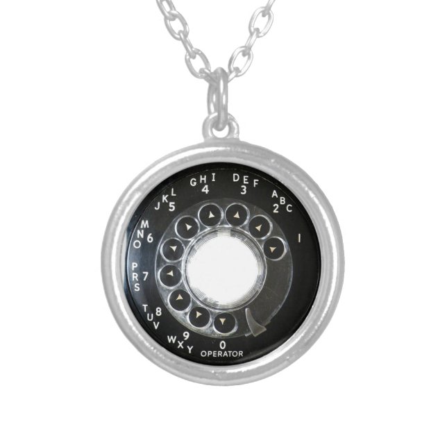 Rotary Phone Silver Plated Necklace (Front)
