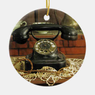 Rotary Telephone Ceramic Ornament