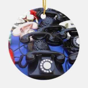 Rotary Telephone Ceramic Ornament