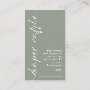 Rotated Script Sage Diaper Raffle Baby Shower Enclosure Card