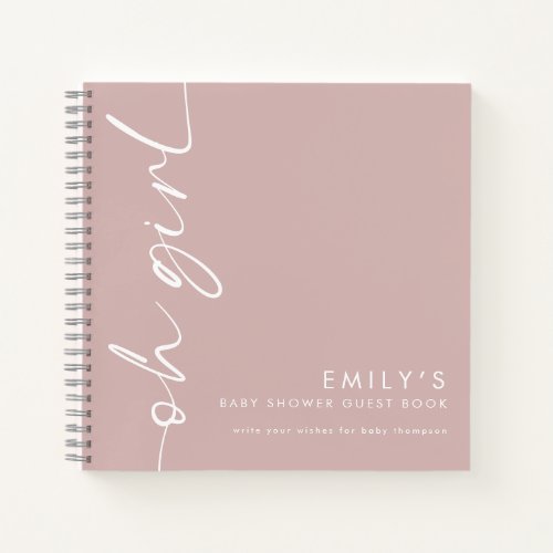 Rotated Script Sage Oh Girl Shower Guest Book