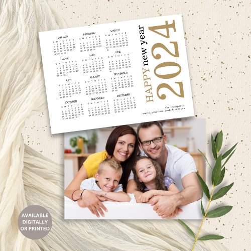 Rotated Text Happy New Year 2024 Photo Holiday Card