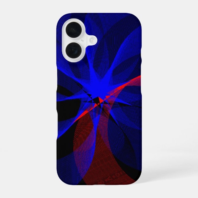 Rotating Blue Accent Geometric iPhone 16 Case (Back)