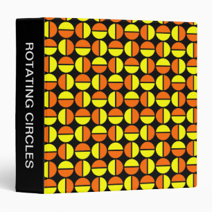 Rotating Circles (1.5in) Yellow and Orange on Blac 3 Ring Binder