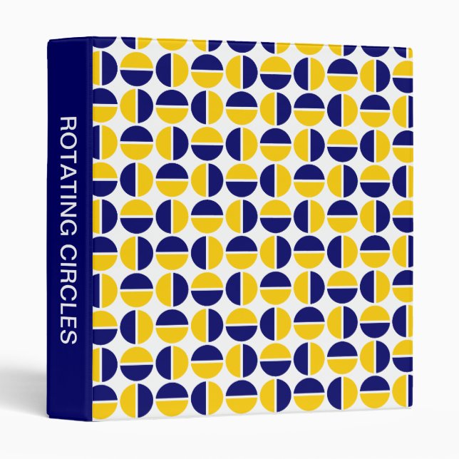 Rotating Circles (1in) Amber and Dp Navy 3 Ring Binder (Front/Spine)
